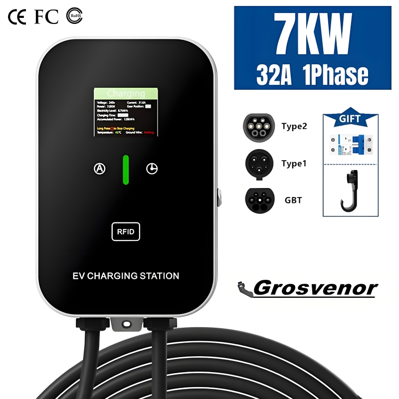 Wallbox Ev - เครื่องชาร์จรถยนต์ไฟฟ้าแบบ Type2 ขนาด 7KW ใหม่ 32A