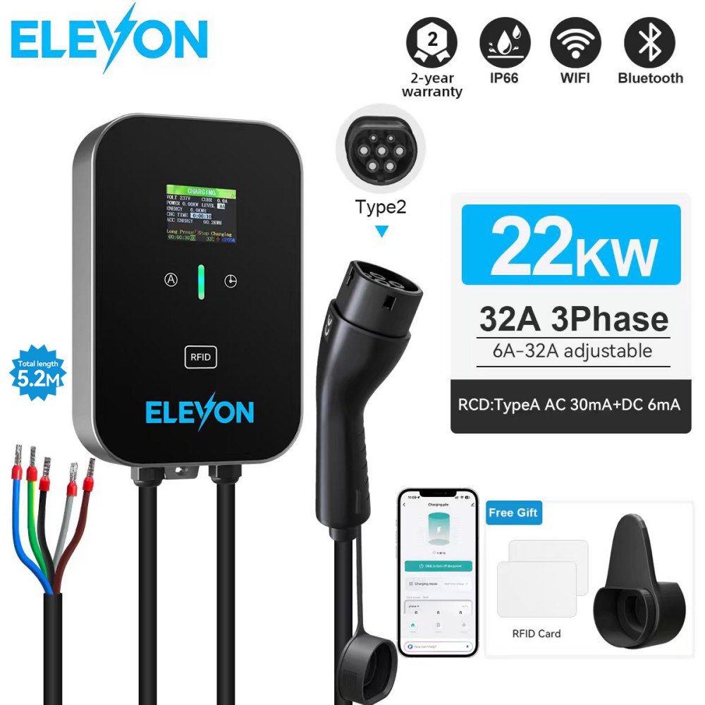 Wallbox Ev - สถานีชาร์จรถยนต์ไฟฟ้า ELEVON EV 22KW Type2 แบบติดผนัง