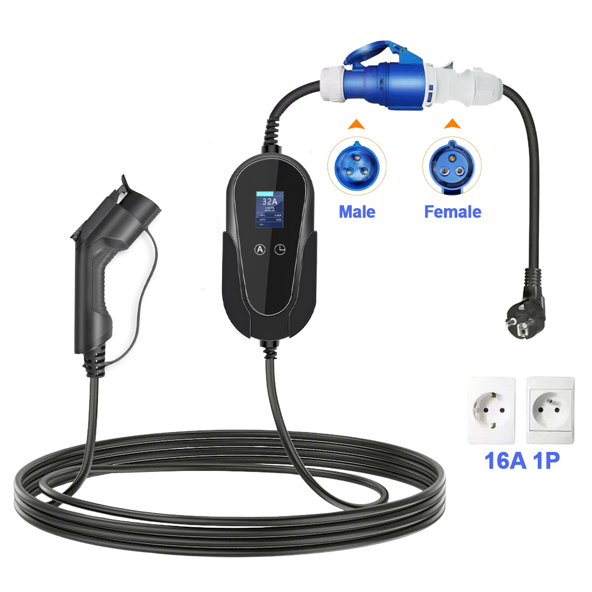 ปลั๊กไฟฟ้าสีน้ำเงิน NTO แบบ CE - Ev Charger Adapter บทวิจารณ์และราคา
